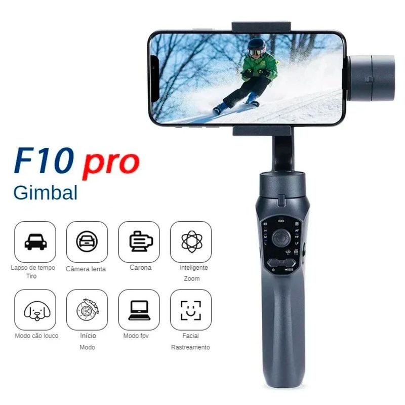 SEISA - Gimbal F10 Pro 3 Ejes Negro Estabilizador de Imagen Camara smartphone