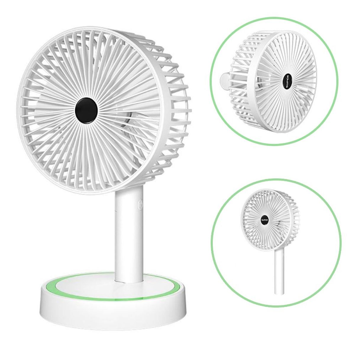 SEISA - Mini Ventilador Eléctrico Escritorio Portátil Recargable 3 Velocidades