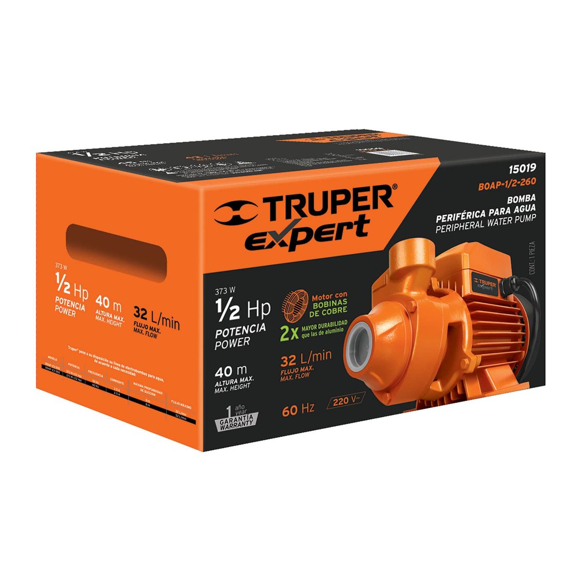 PRETUL - Bomba periférica para agua 1/2 HP, 220 V, 60 Hz