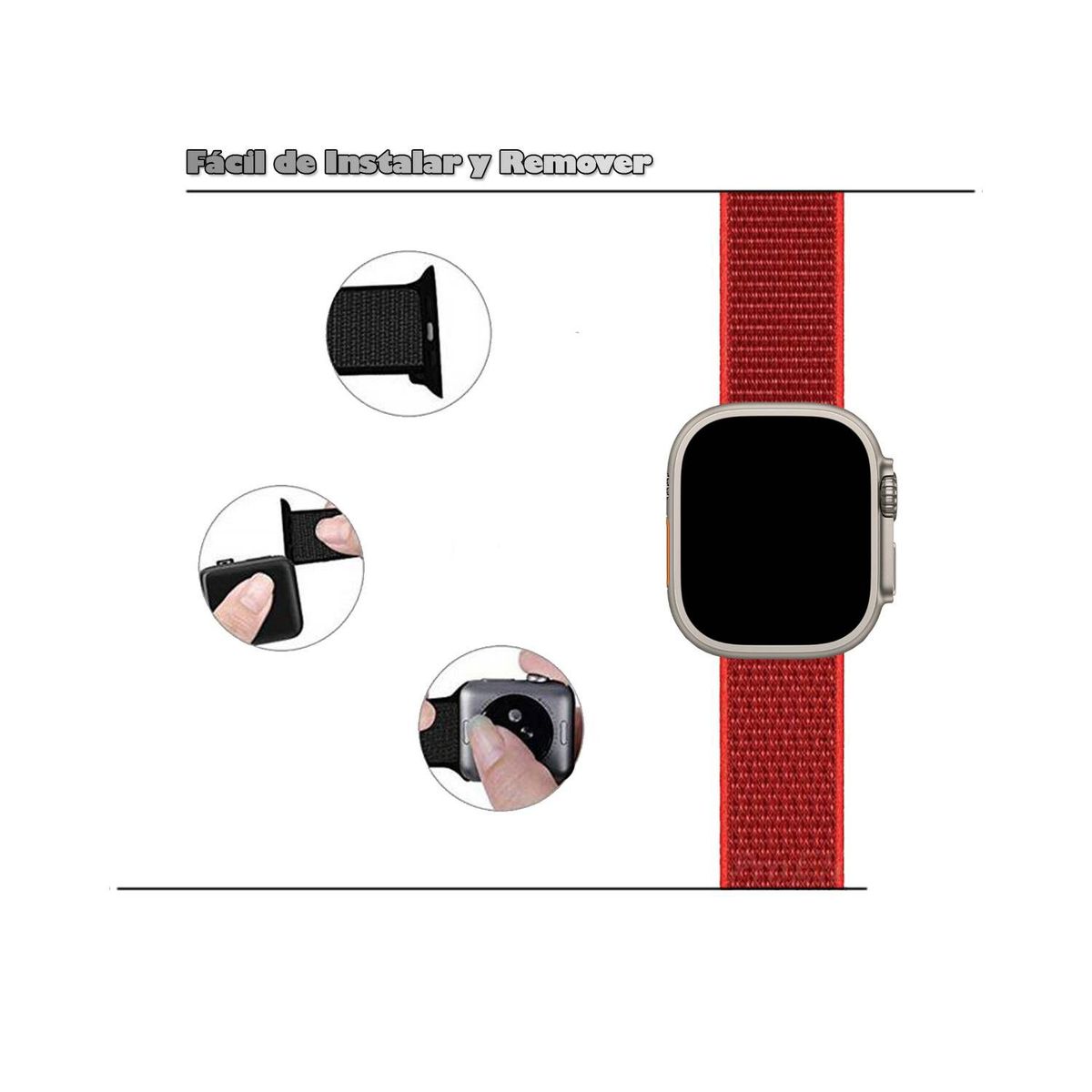 GENERICO - Correa Nylon para Apple Watch y Smartwatch 42mm a 49mm Mora