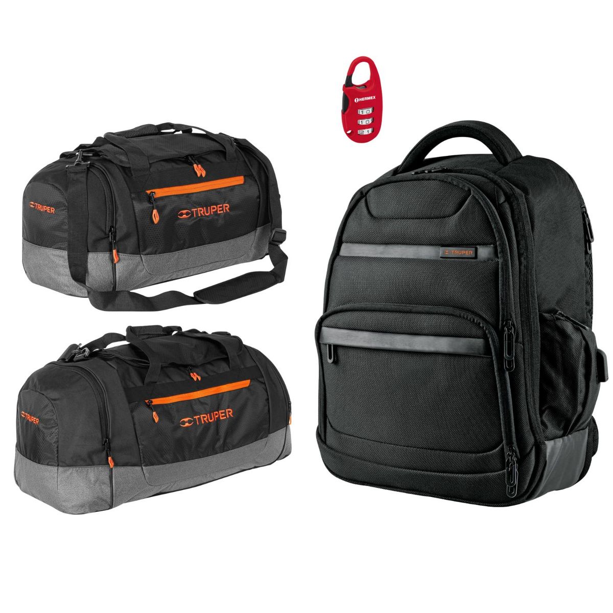 TRUPER - Combo maletas deportivas camping y mochila porta laptop Truper