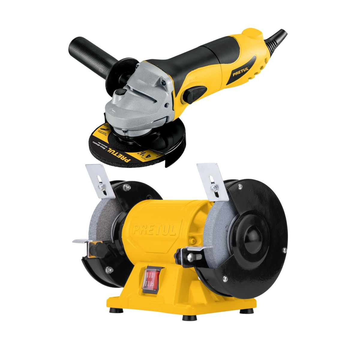 PRETUL - Combo Amoladora 4 ½ 700w y Esmeril de banco 5" Pretul