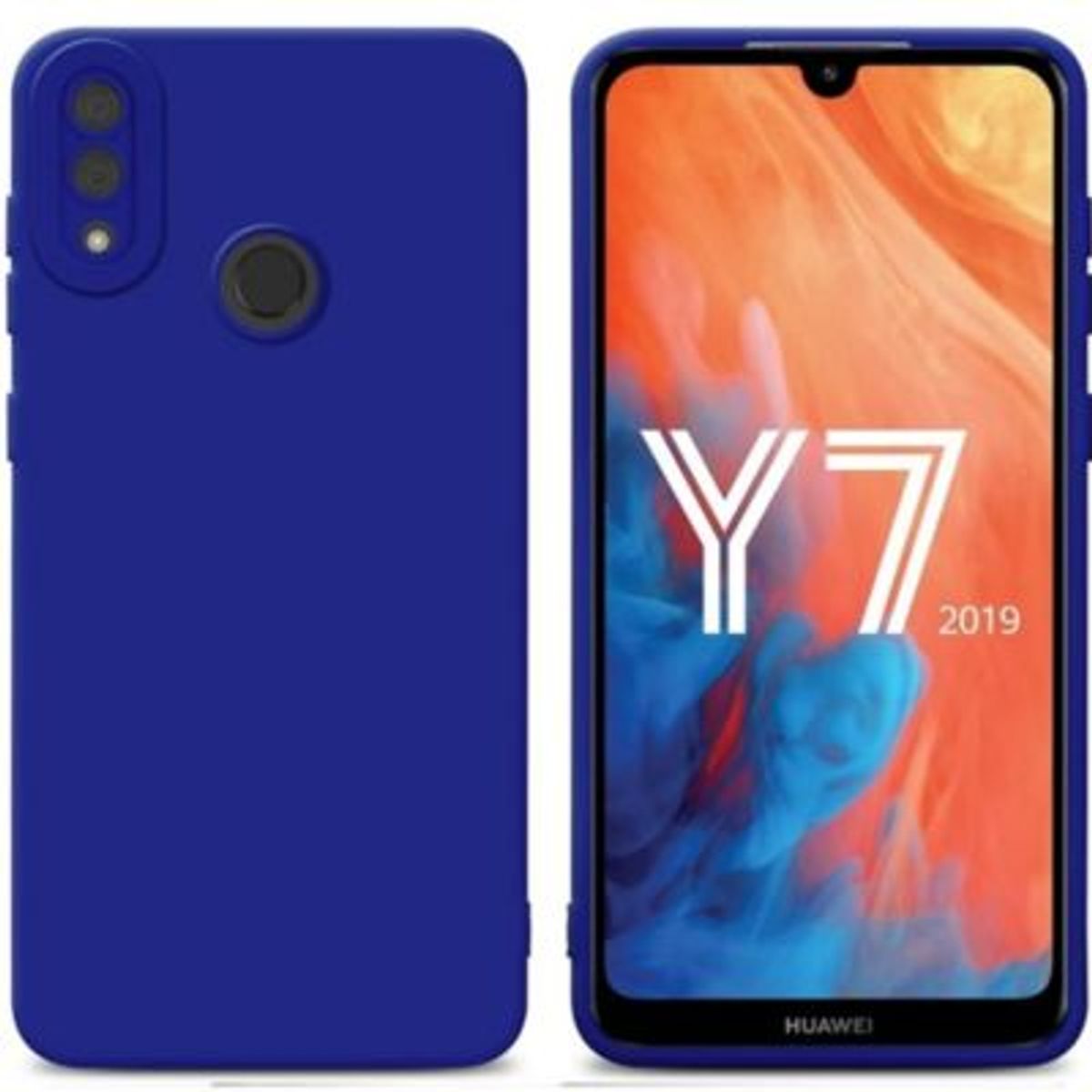 GENERICO - Funda Case para Huawei Y7 2019 Soft Feeling Antishock Azul Antigolpe