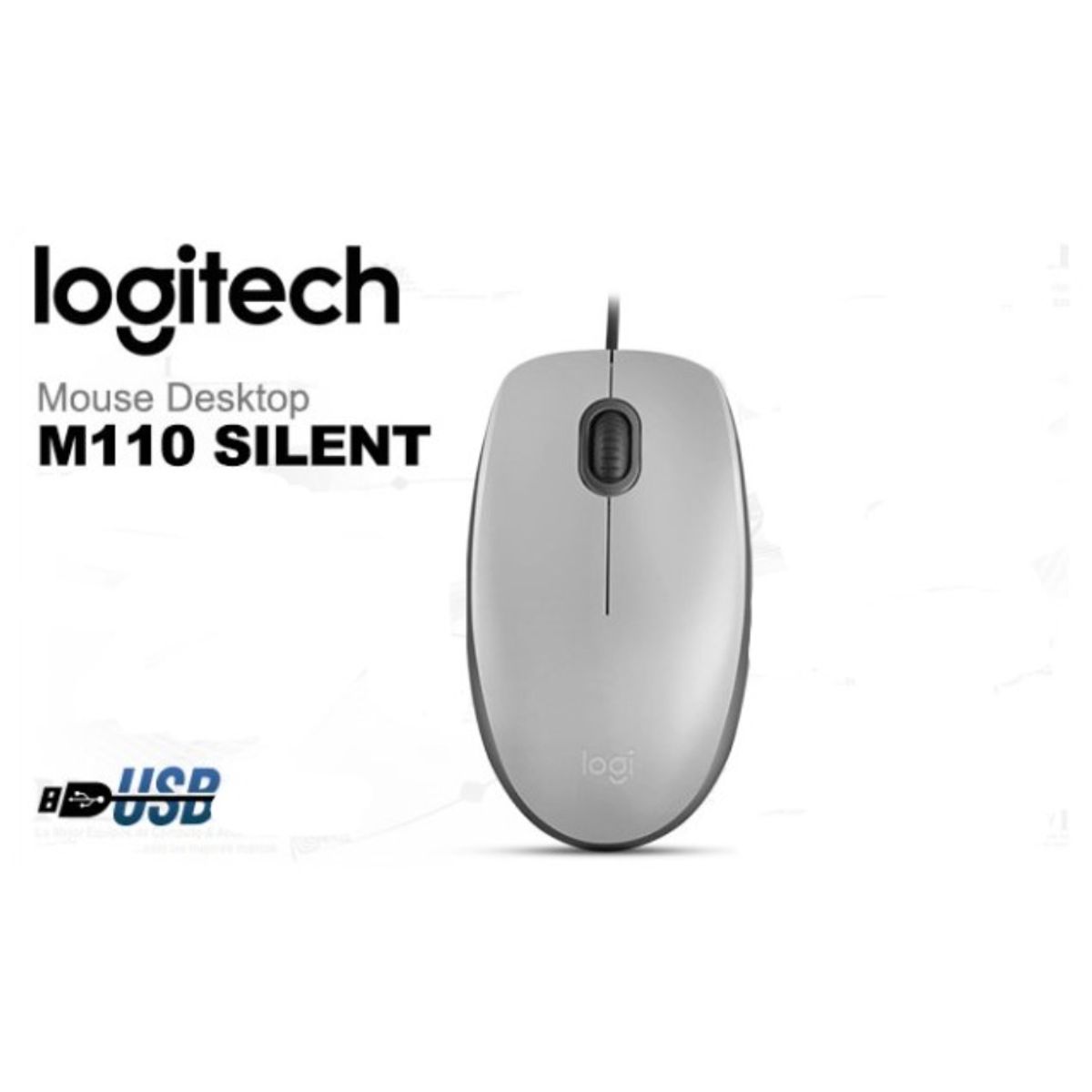 LOGITECH - Mouse Logitech M110 Silent  Usb-Gris