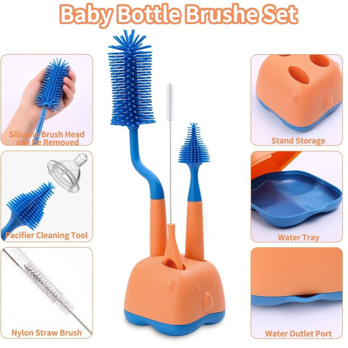 GENERICO - Set de limpieza para biberones 4 en 1 de Silicona