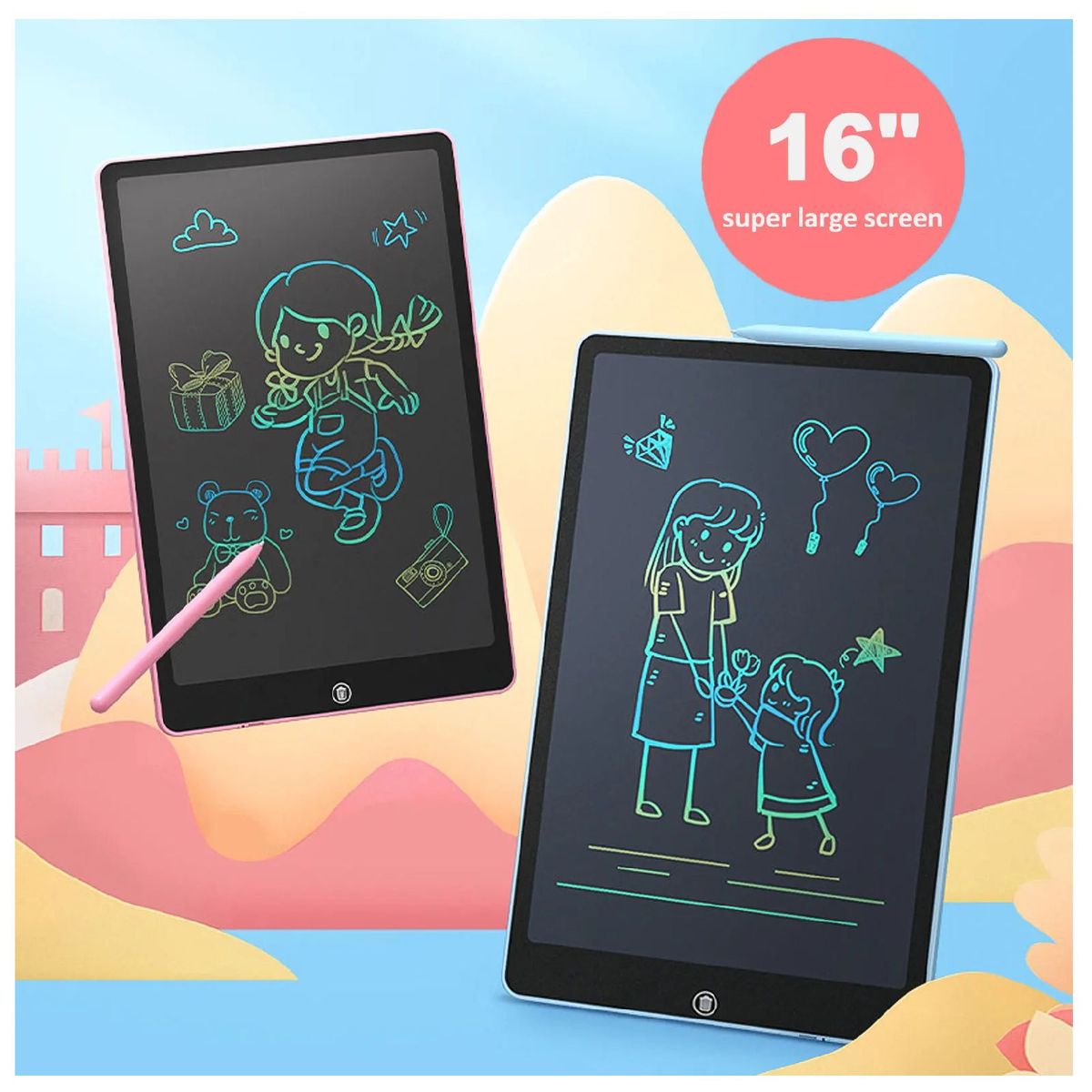 GENERICO - Pizarra Tablet Mágica Anotador Dibuja LCD de 16 Pulgadas