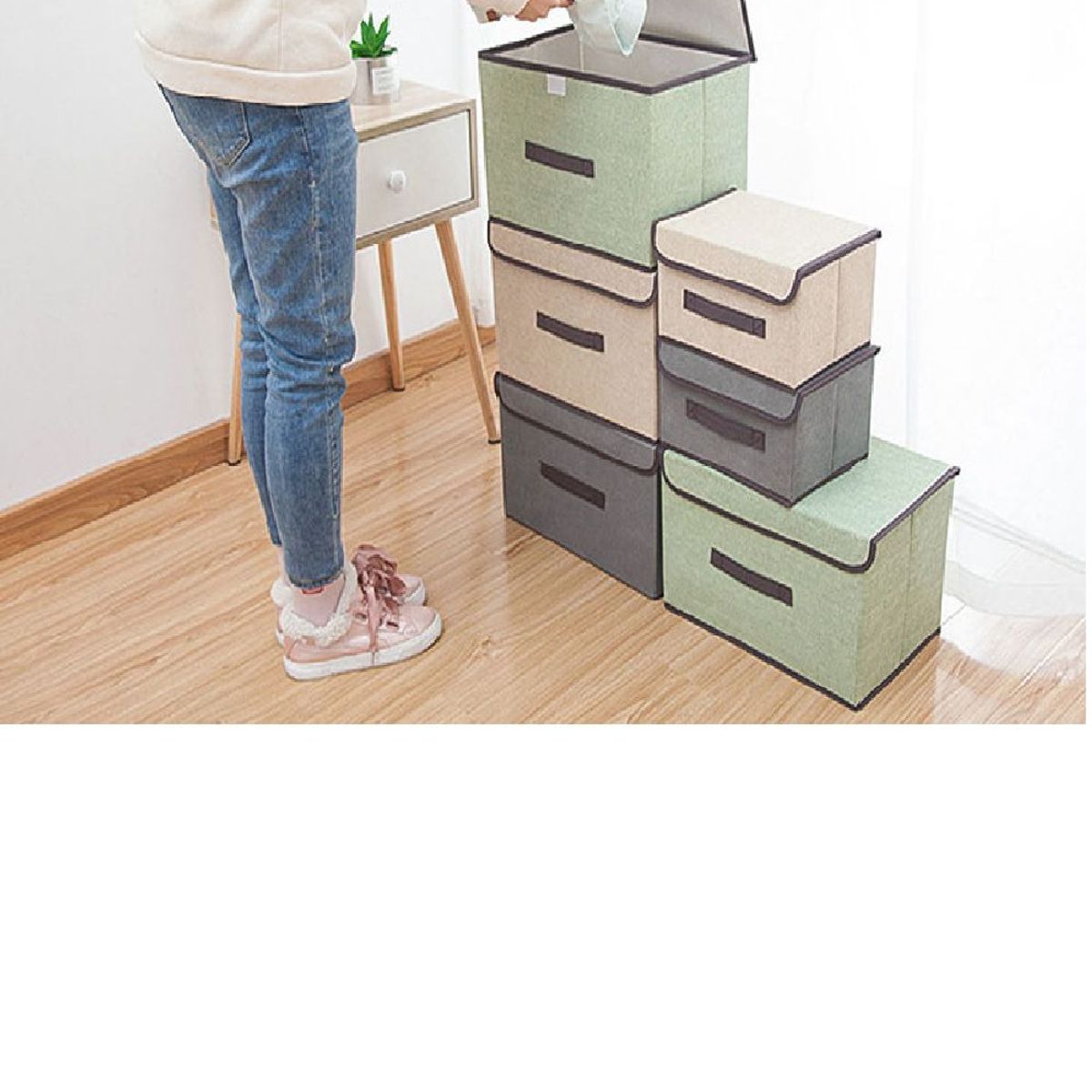 GENERICO - Caja de Almacenamiento con Tapa Portátil Plegable 36x24x23 cm