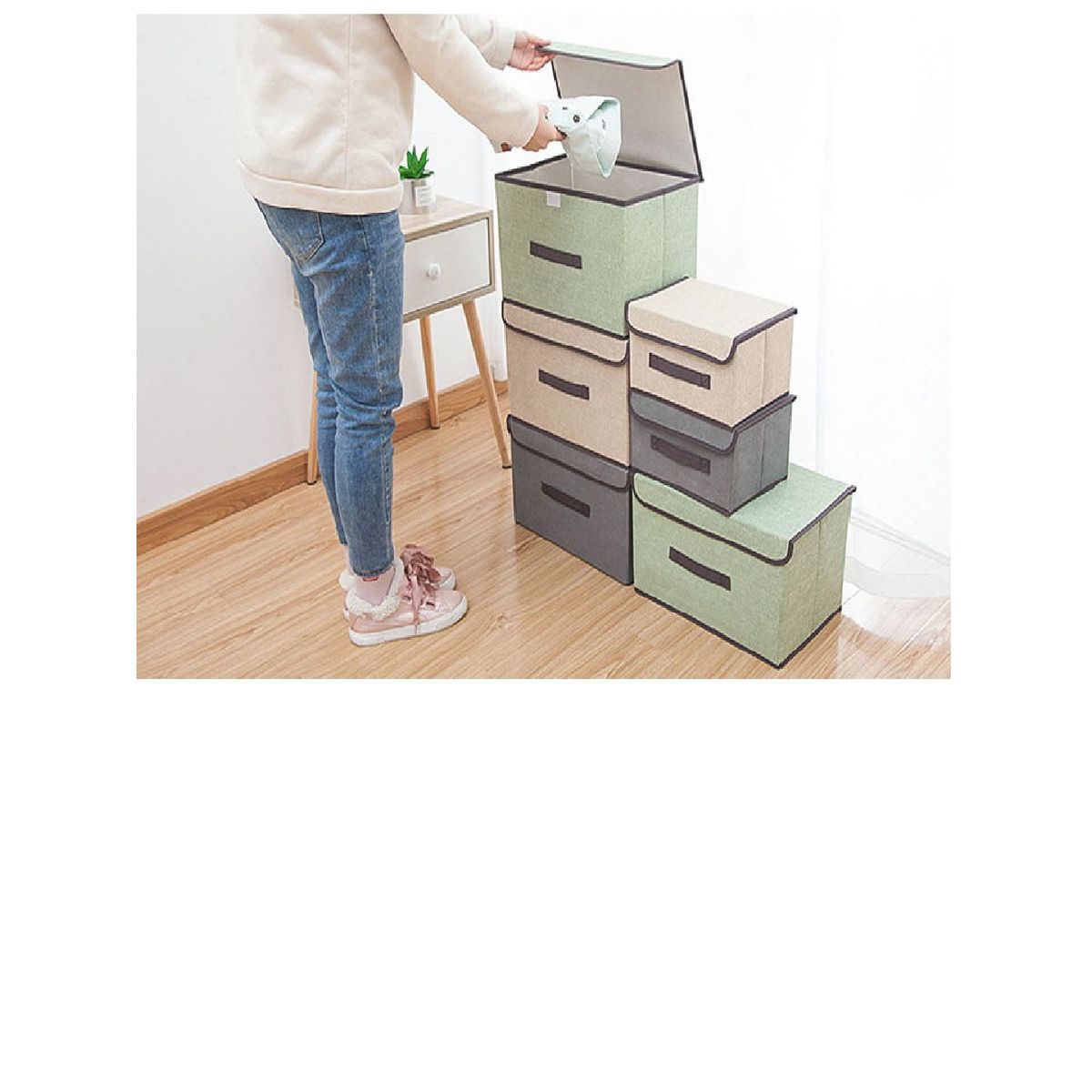 GENERICO - Caja de Almacenamiento con Tapa Portátil Plegable 36x24x23 cm