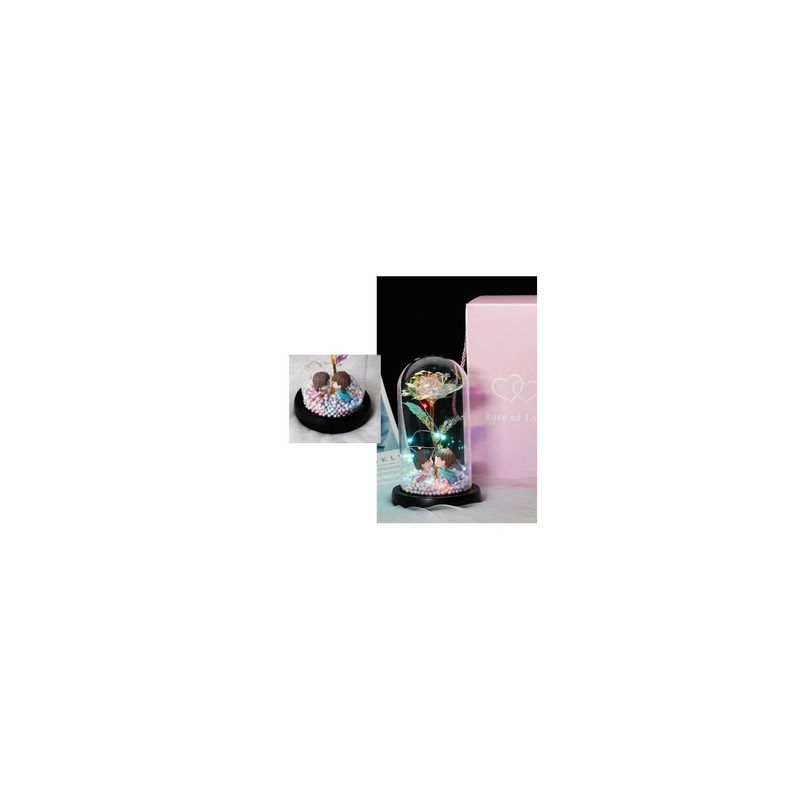 GENERICO - Cúpula con Rosa Eterna con Luz LED Regalo San Valentin