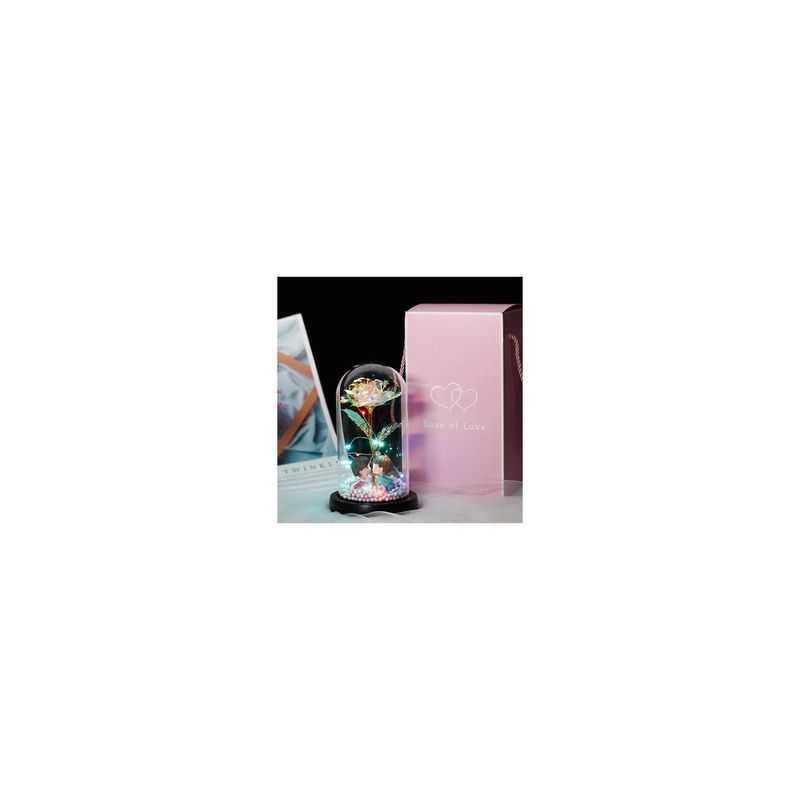 GENERICO - Cúpula con Rosa Eterna con Luz LED Regalo San Valentin