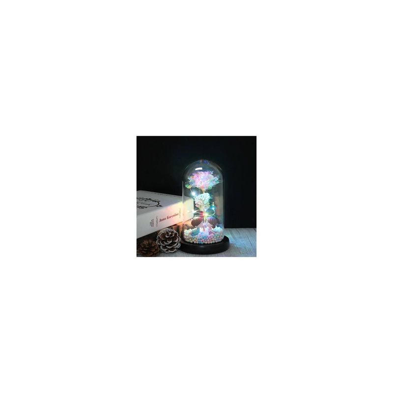 GENERICO - Cúpula con Rosa Eterna con Luz LED Regalo San Valentin