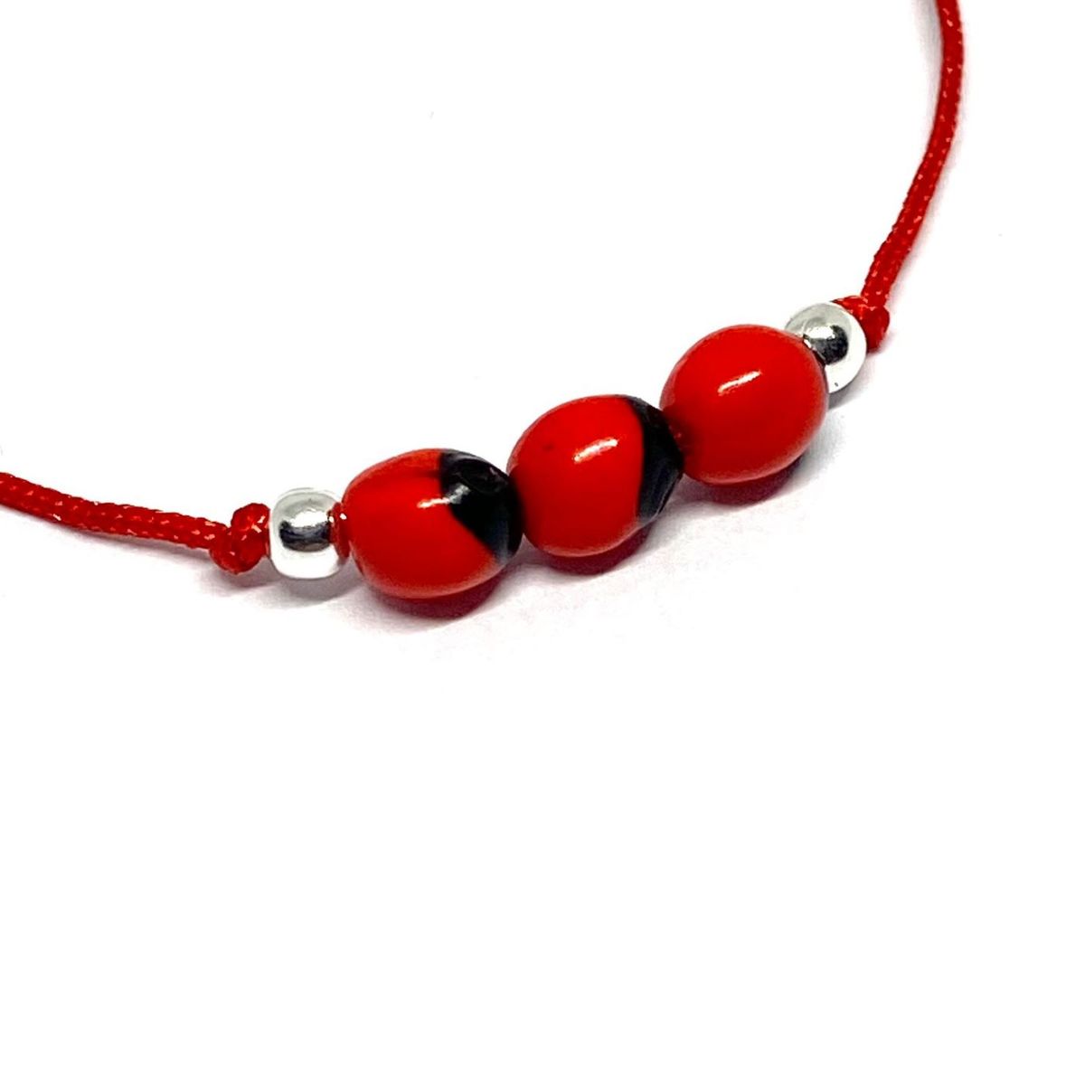 ESPIRAL ROJO - Pulsera Huayruro Bebé Recién Nacidos - Hilo y Plata