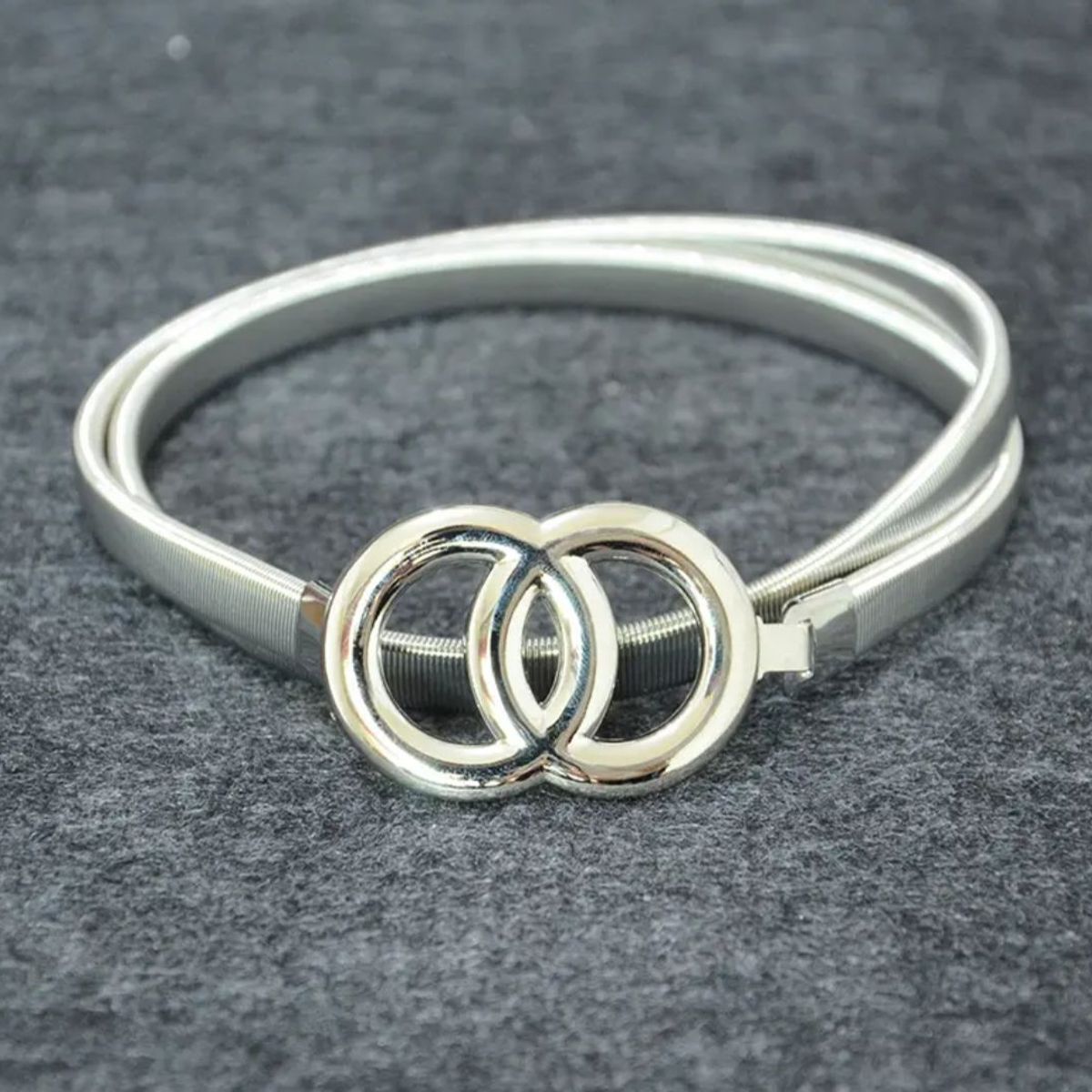 KAST PE - Cinturon Correa Elastico Modelo Bella - Plateado