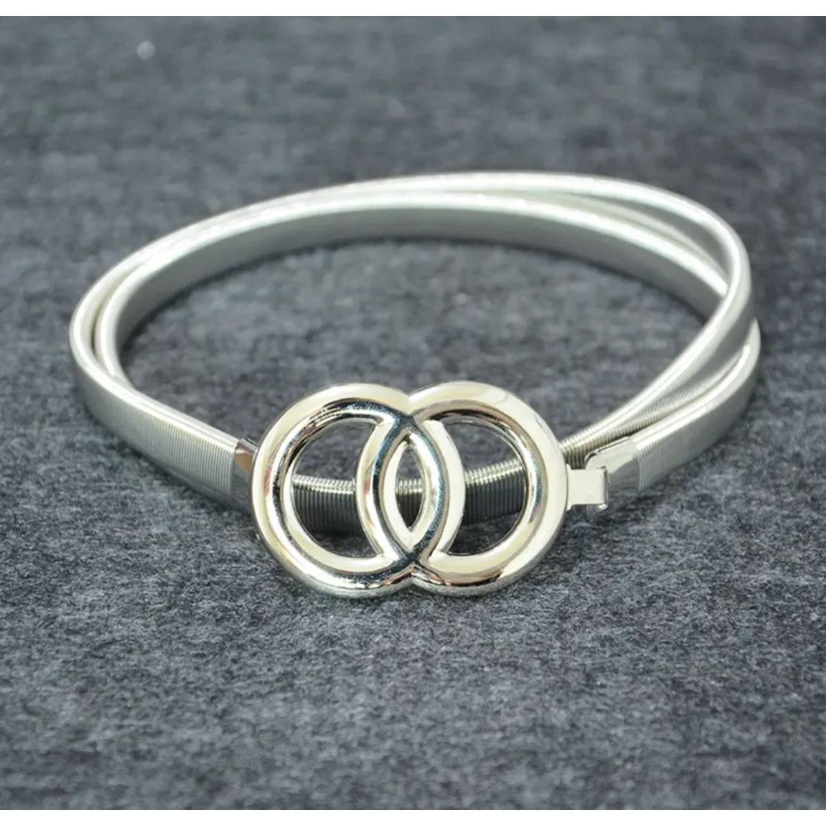 KAST PE - Cinturon Correa Elastico Modelo Bella - Plateado