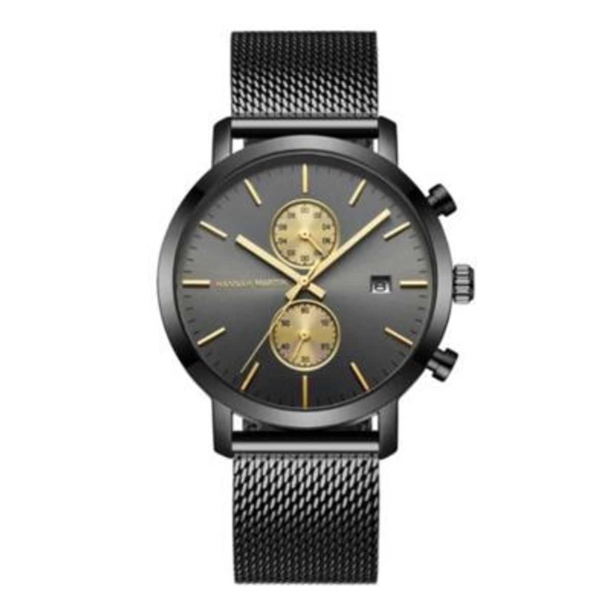 HANNAH MARTIN - Reloj Hannah Martin Acero Negro con Dorado HAN-26_.