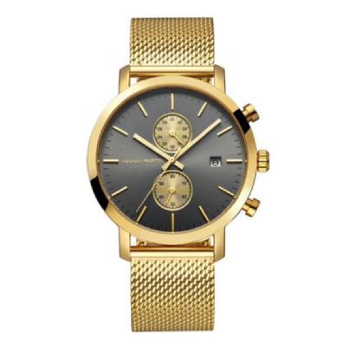 HANNAH MARTIN - Reloj Hannah Martin Acero Dorado con Negro HAN-27_.