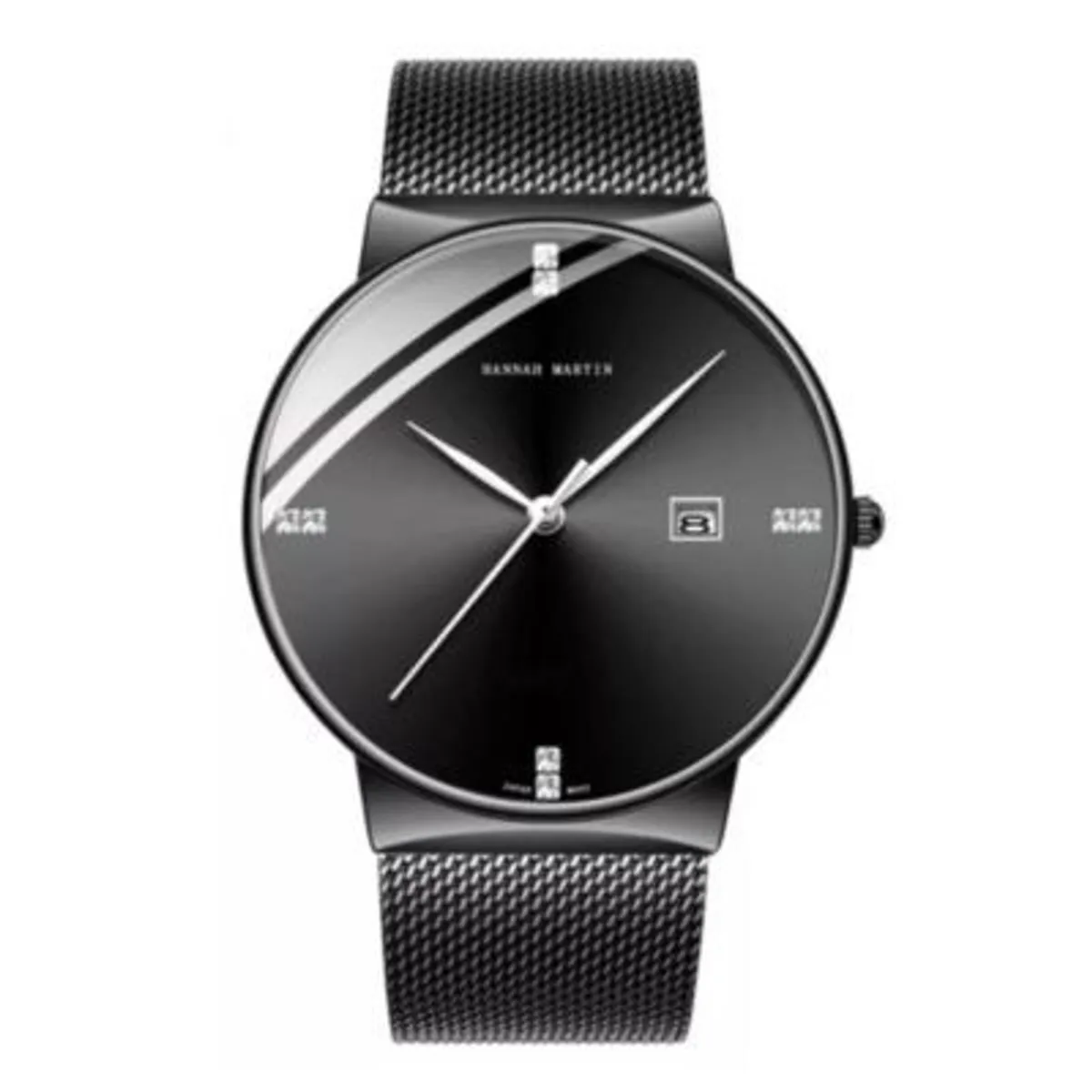 HANNAH MARTIN - Reloj Hannah Martin Acero Negro con Plateado HAN-29_.