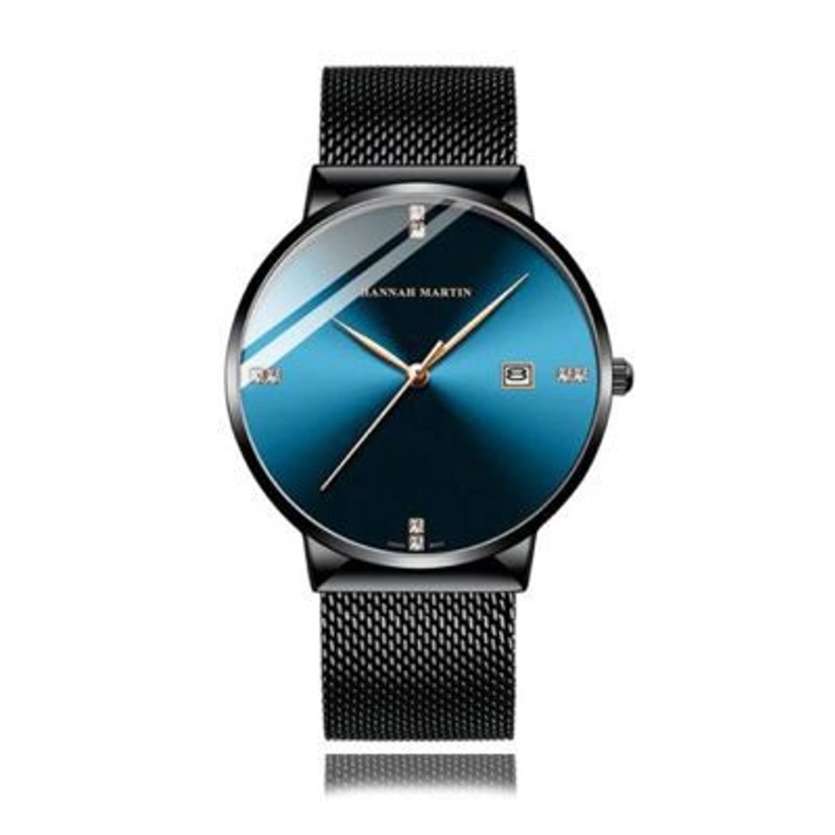 HANNAH MARTIN - Reloj Hannah Martin Acero Negro con Azul HAN-31_.