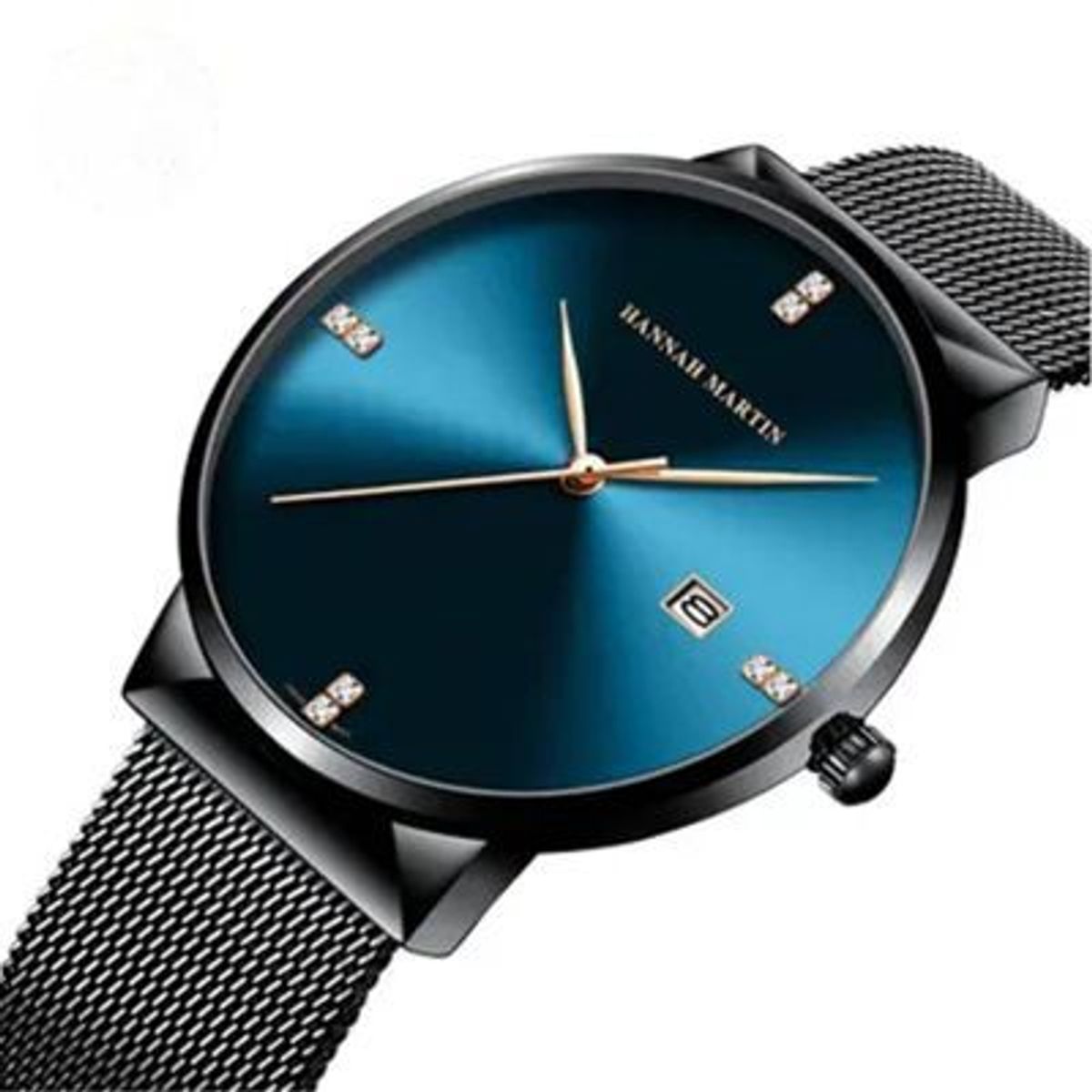 HANNAH MARTIN - Reloj Hannah Martin Acero Negro con Azul HAN-31_.