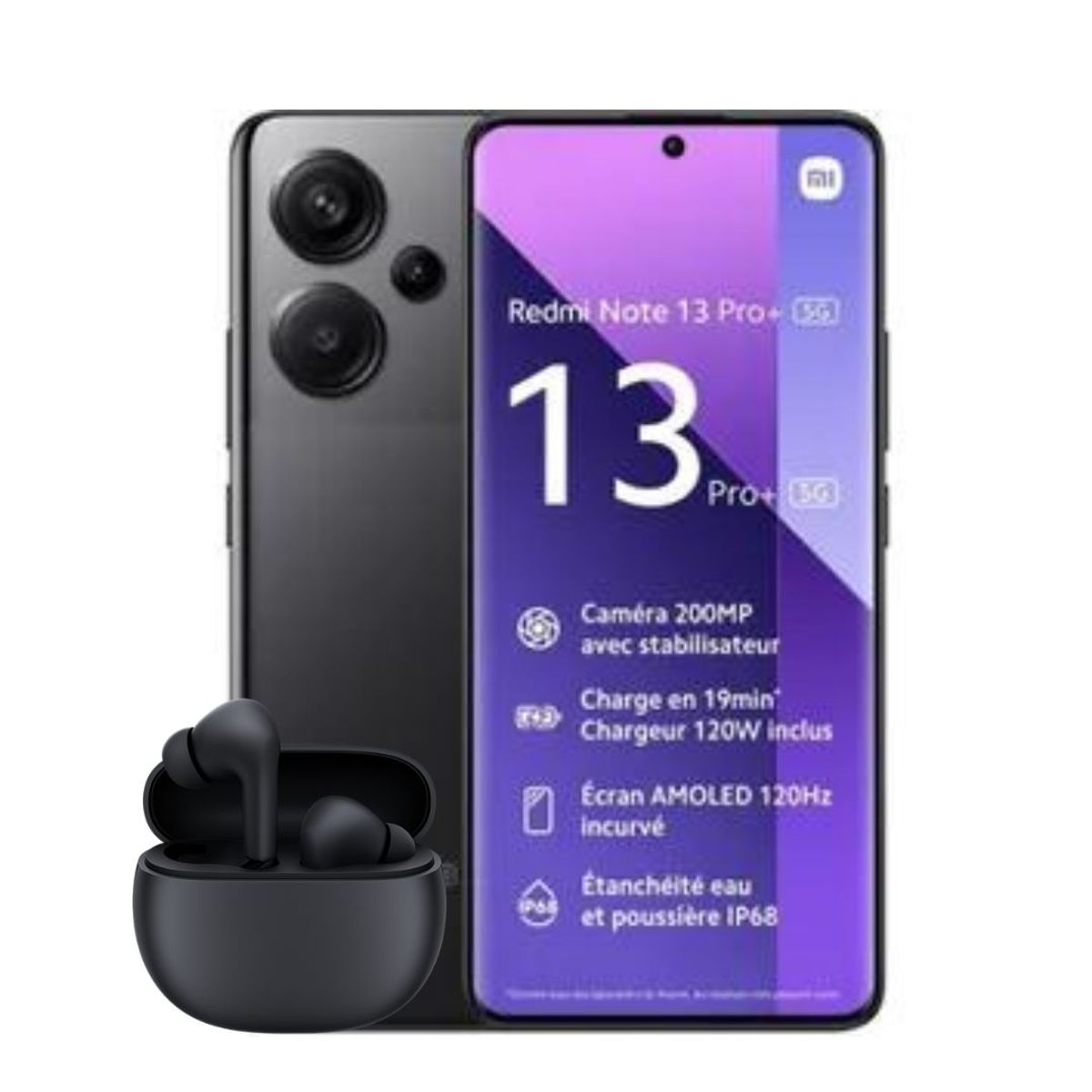 XIAOMI - XIAOMI REDMI NOTE 13 PRO PLUS 12GB RAM 512GB + 200MP - BLACK + AUDIFONO ACTIVE 4