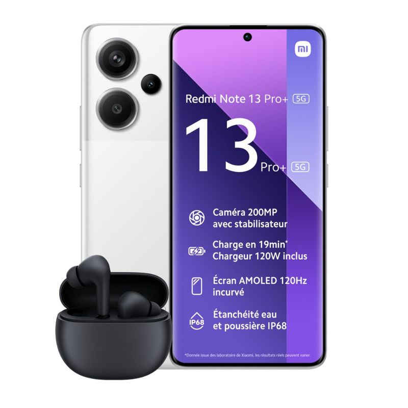 XIAOMI - XIAOMI REDMI NOTE 13 PRO PLUS 12GB RAM 512GB + 200MP - BLANCO + AUDIFONO ACTIVE 4.