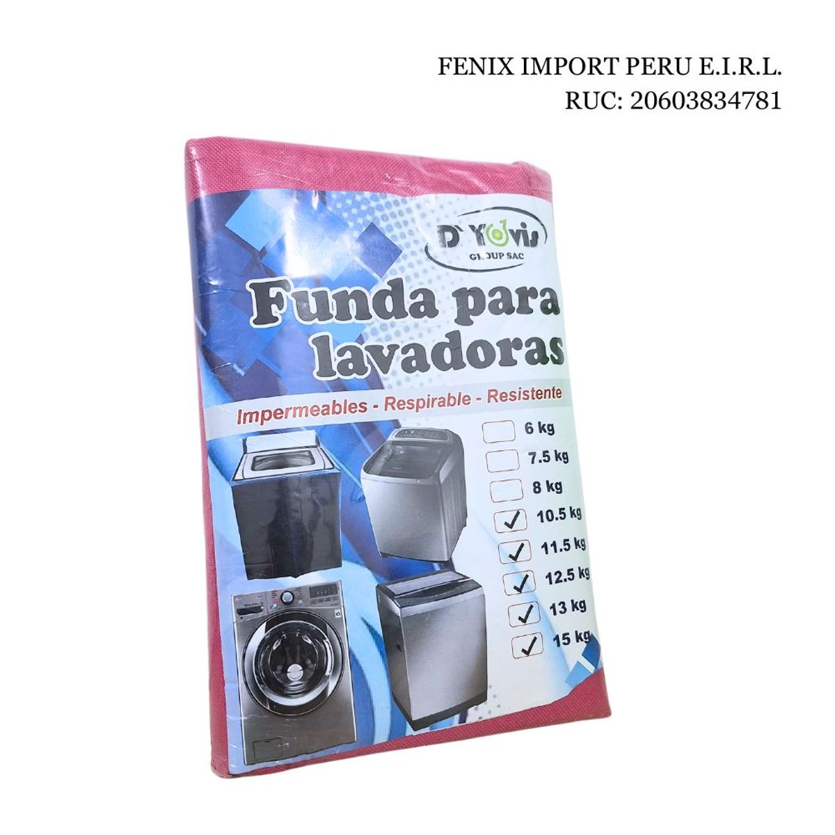 GENERICO - Funda Para Lavadoras Lona Grueso 10-15kg Rosado