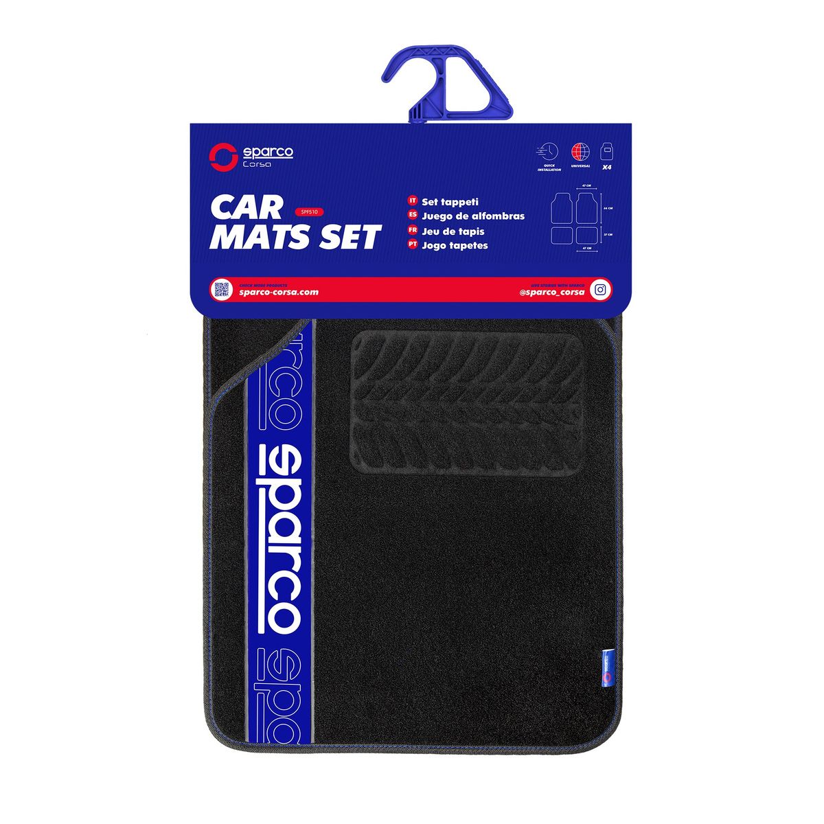 SPARCO - Tapete piso Alfombra Sparco 4 Piezas Universal Original