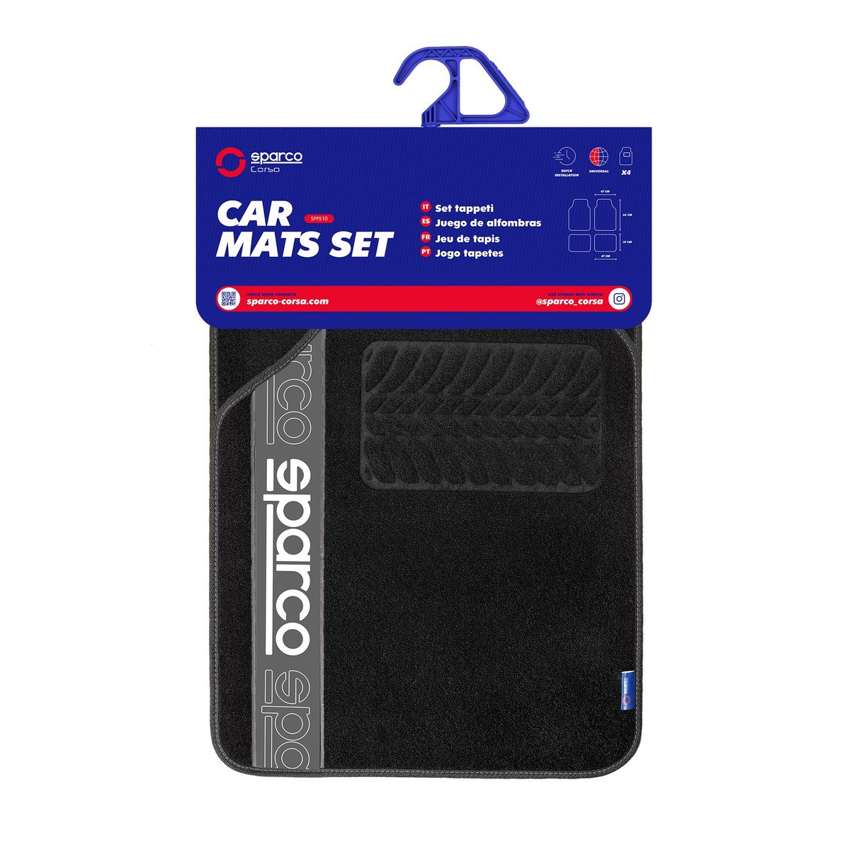 SPARCO - Tapete piso Alfombra Sparco 4 Piezas Universal Original