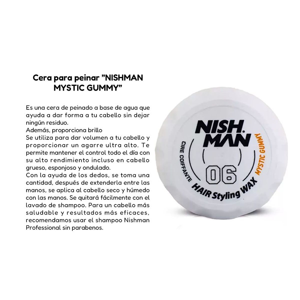 GENERICO - Cera Fijadora de Cabello NishMan Wax 06 Mystic Gummy 150gr