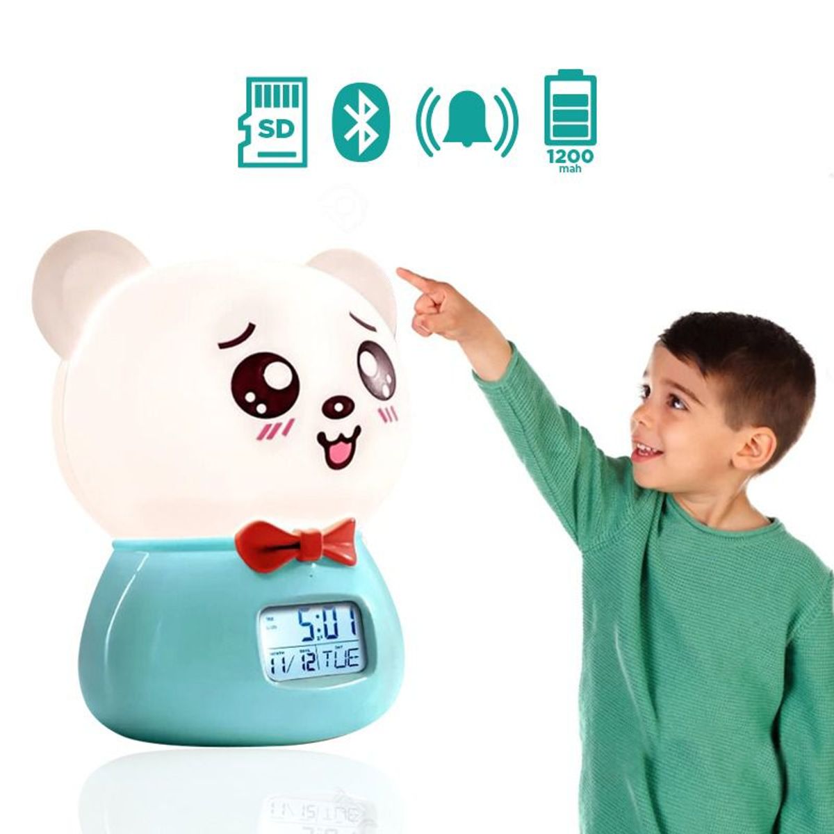 OEM - PARLANTE KAWAI BLUETOOTH CON RELOJ  LUECES RGB Y ALARMA