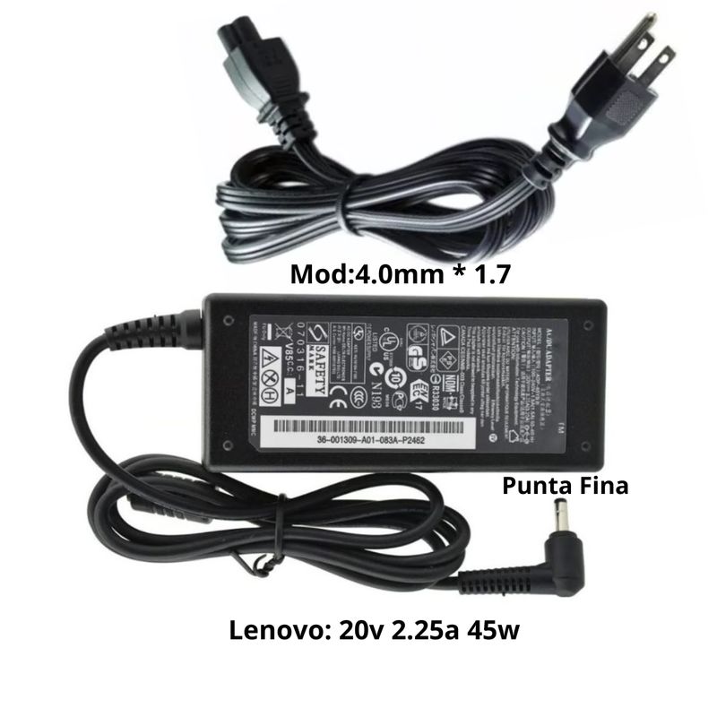 GENERICO - Cargador Para Laptop Compatible Con Lenovo 20v 2-25A