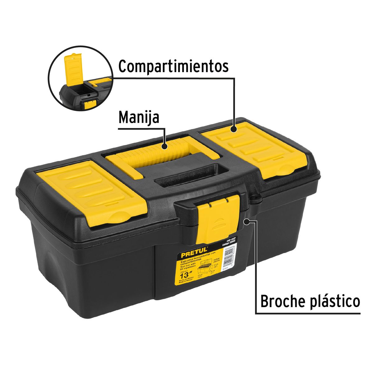 PRETUL - Caja para herramienta de 13 con compartimentos