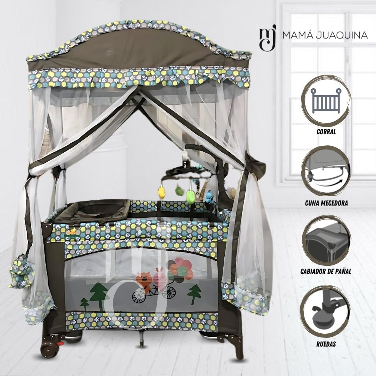 KINGDOM - Cuna Corral Kingdom «MAJESTIC ARABIC» 2 en 1 Coffee