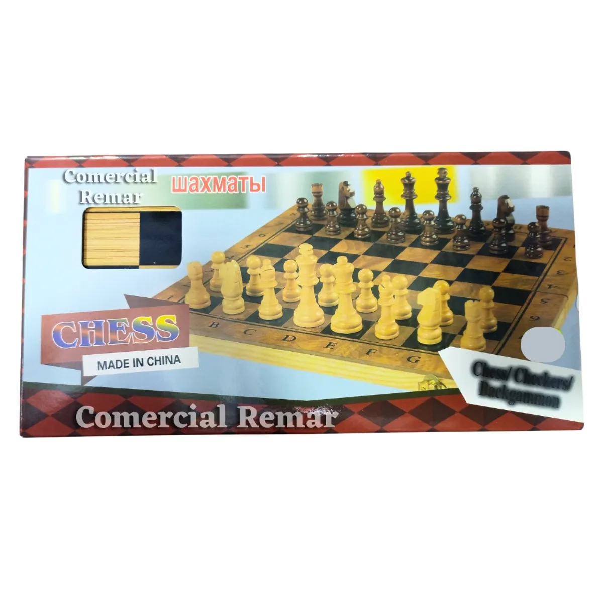 GENERICO - Juego de Ajedrez Damas Backgammon Piezas y Tablero de Madera