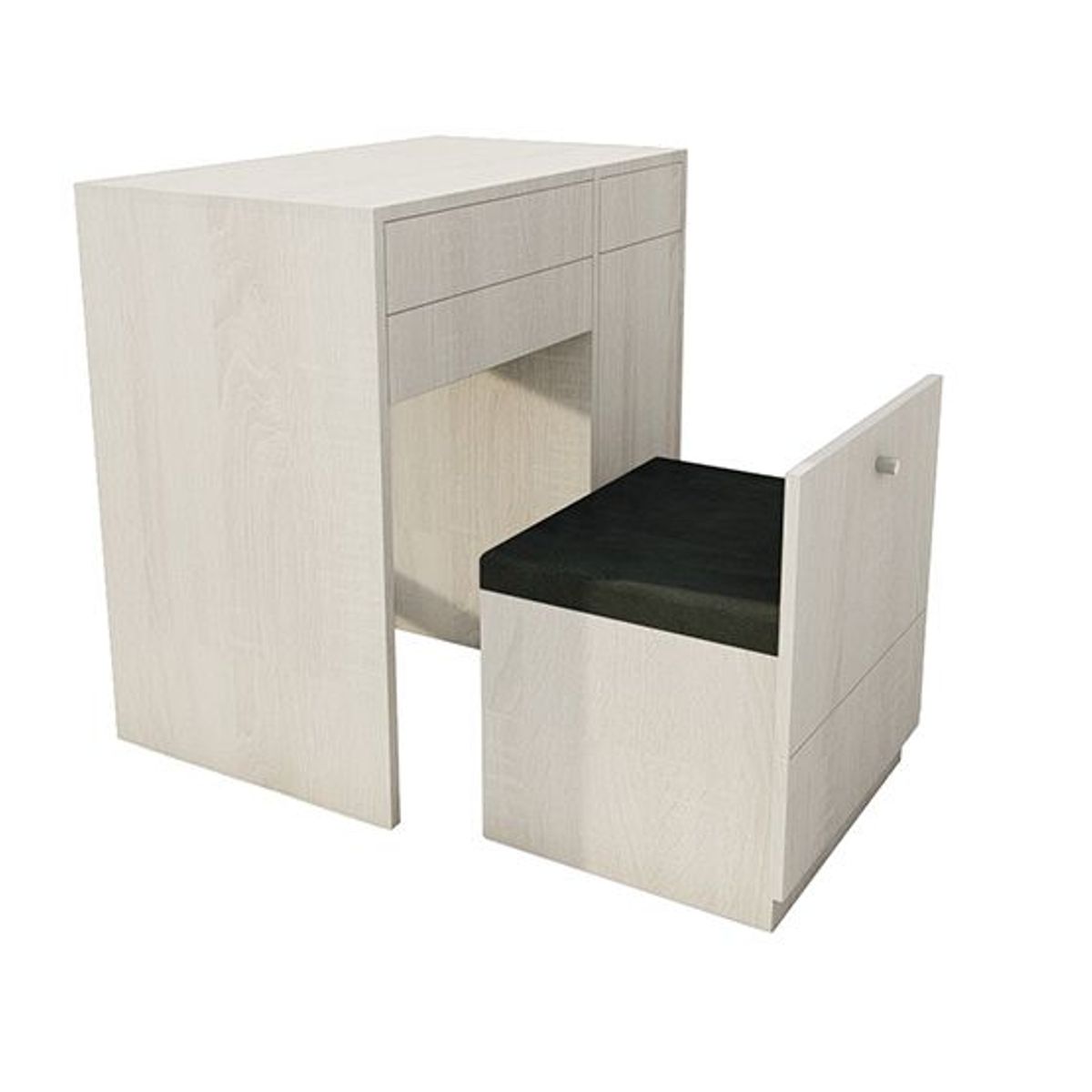 BARAKA HOME - Tocador Joyero Espejo Hov Puerta Lateral Puff - Polar