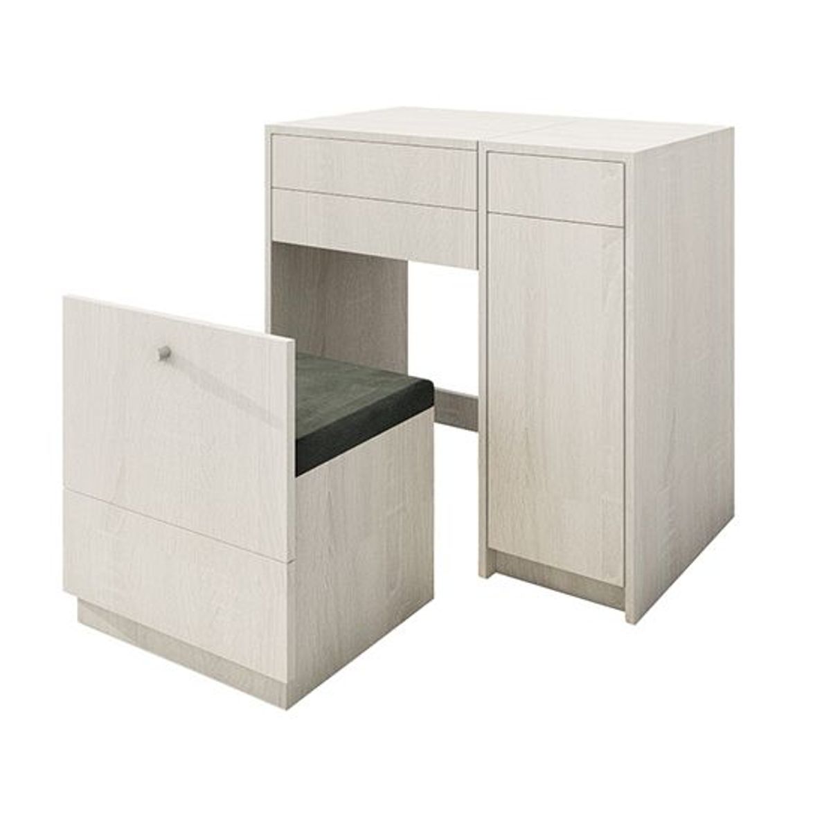 BARAKA HOME - Tocador Joyero Espejo Hov Puerta Lateral Puff - Polar