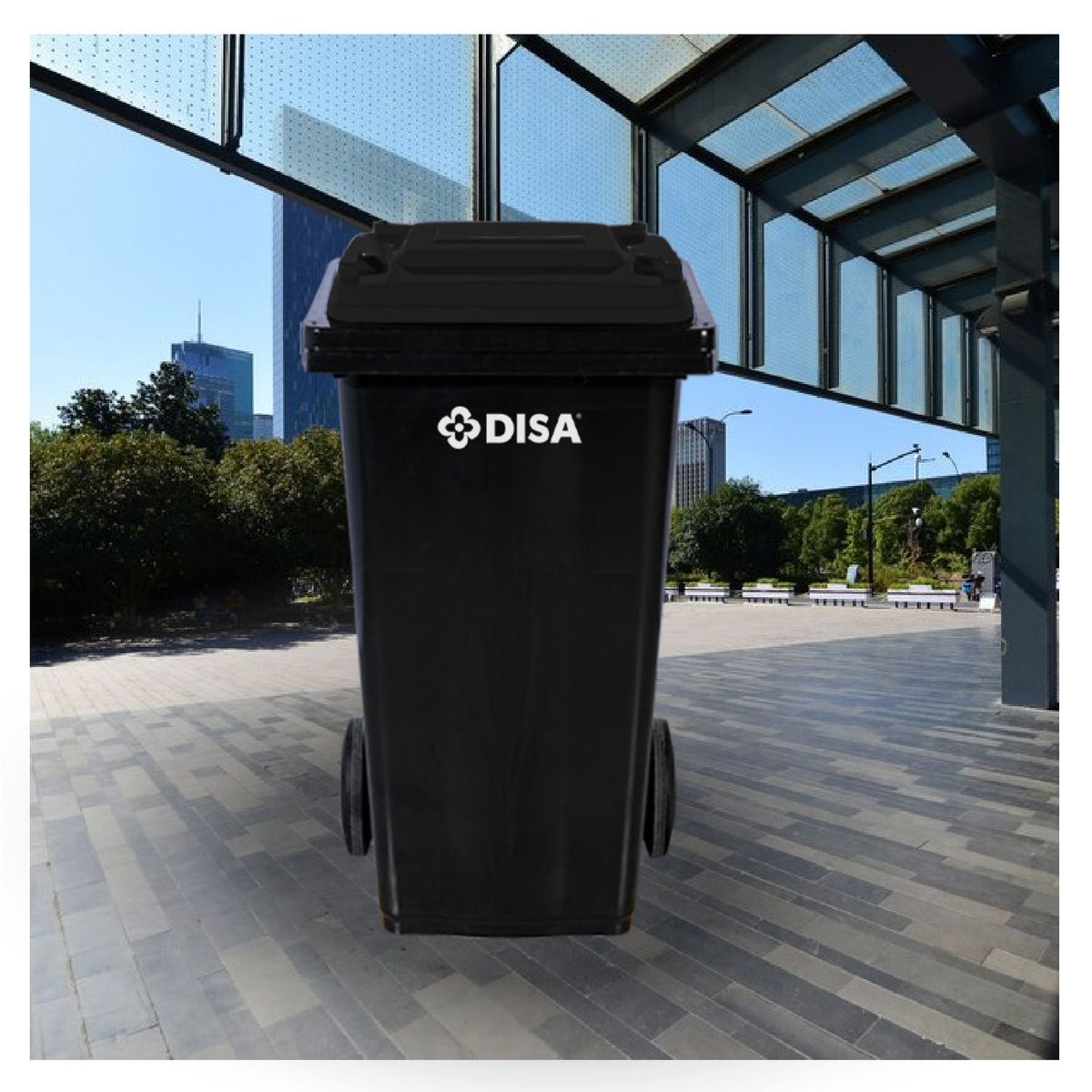 DISA SOLUCIONES ECOEFICIENTES - Contenedor de Basura de 120 lts Negro