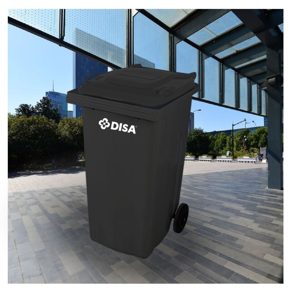 DISA SOLUCIONES ECOEFICIENTES - Contenedor de Basura de 120 lts Negro