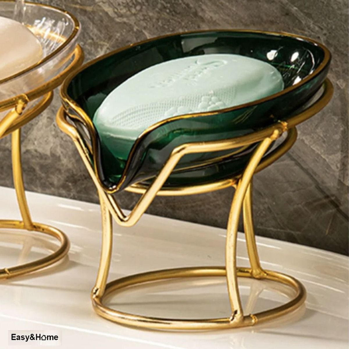 EASY&HOME - Jabonera de Lujo para Baño EasyHome HYC280049 Diamante Verde