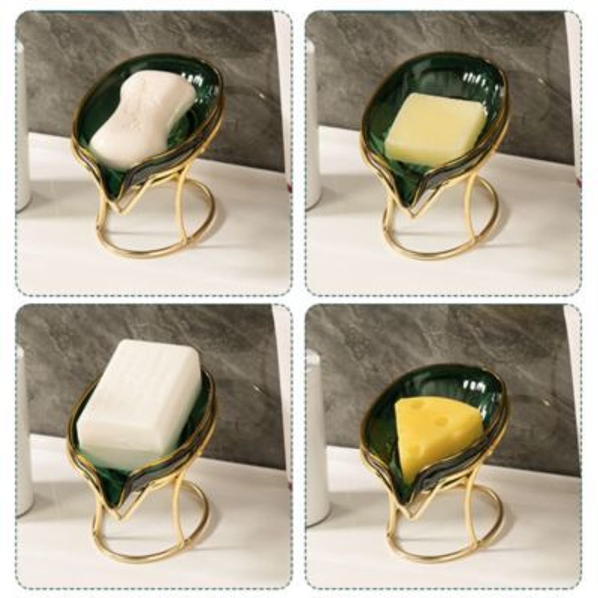 EASY&HOME - Jabonera de Lujo para Baño EasyHome HYC280049 Diamante Verde