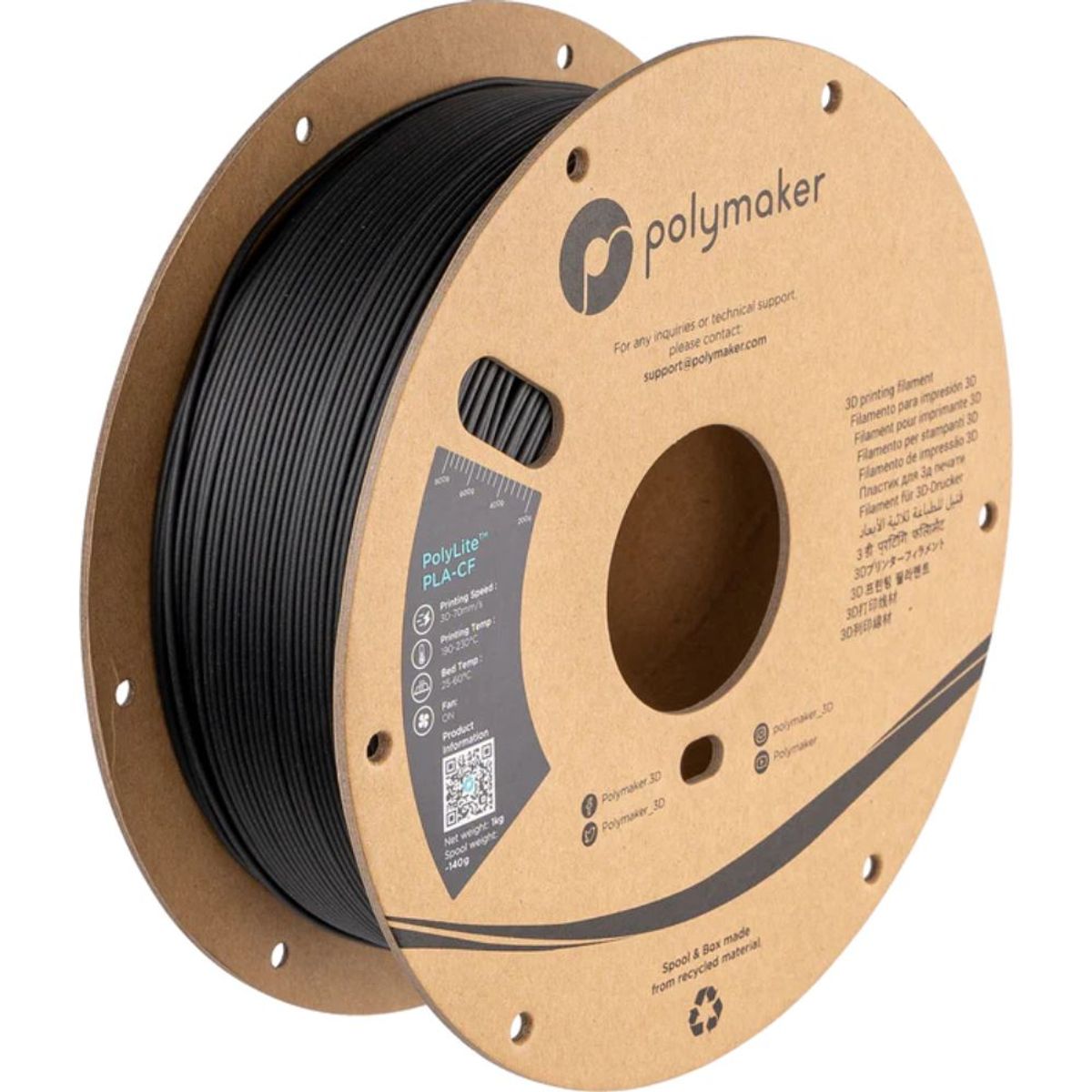 POLYMAKER - Filamento Polylite PLA Fibra de Carbono 175mm 1Kg