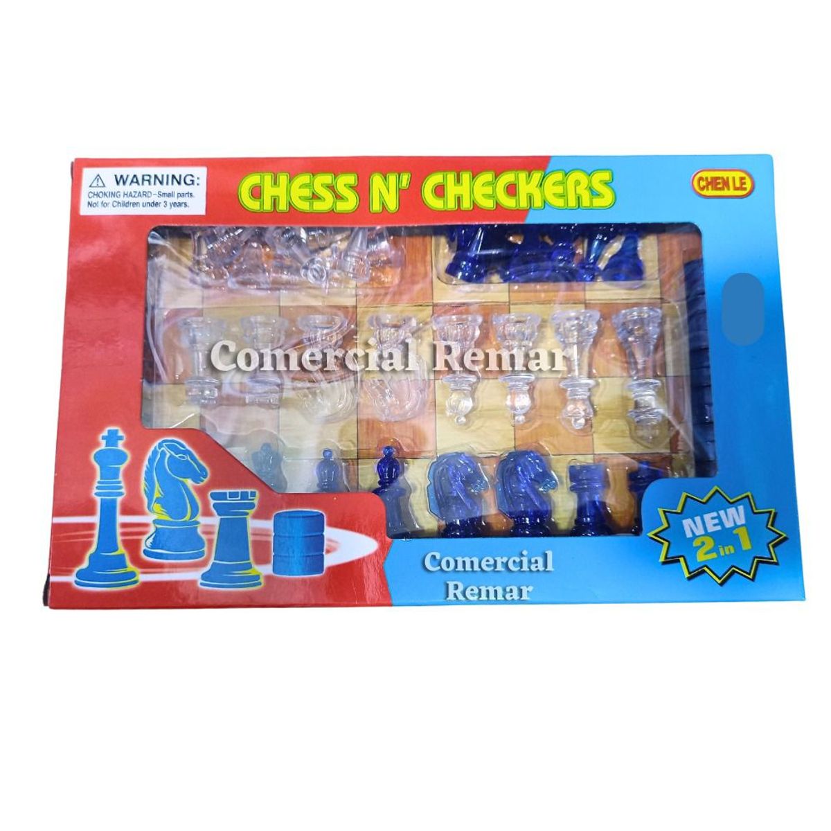 GENERICO - Ajedrez y Damas Económico Tablero de Cartón Piezas Plástico