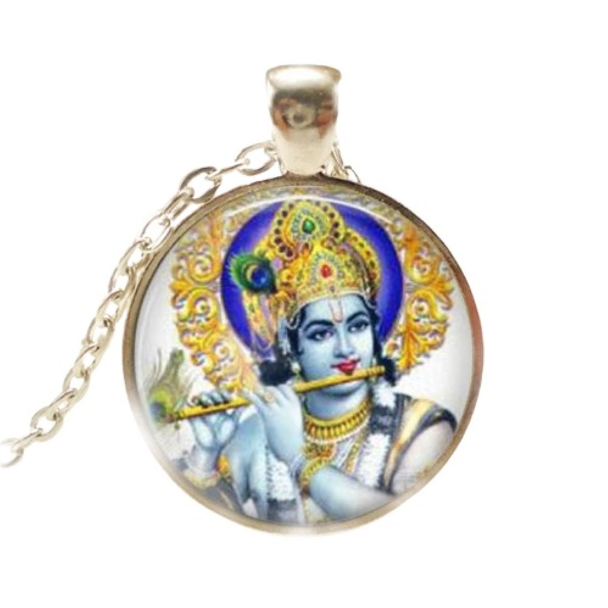 GENERICO - Krishna, Collar Cabujón De Cristal Y Metal  Multicolor