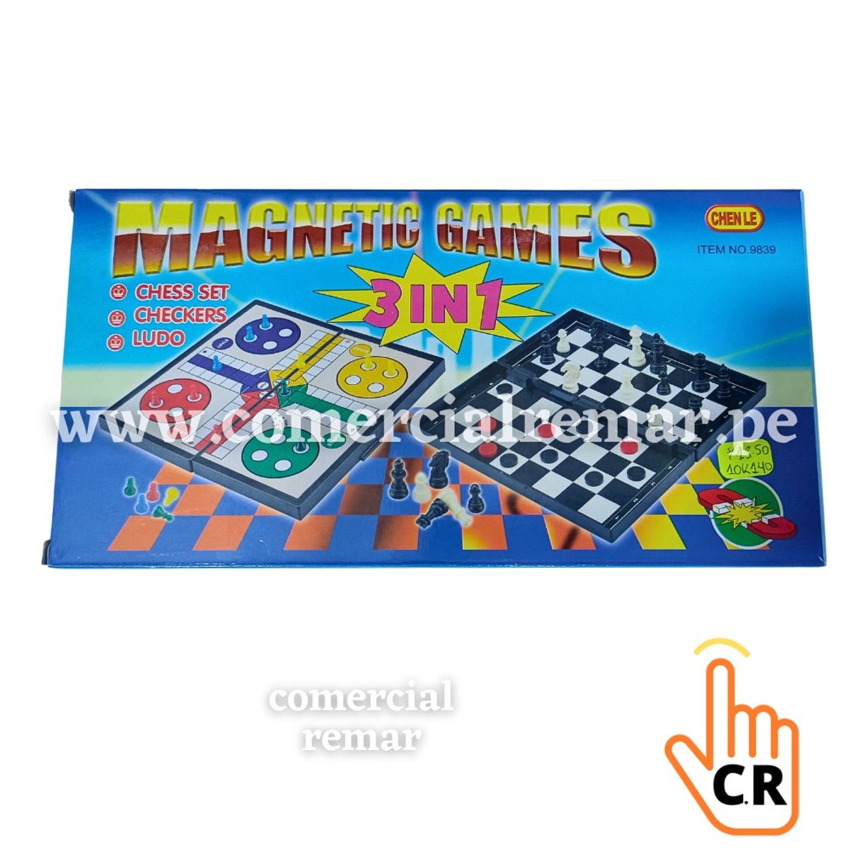 GENERICO - Tablero de Ajedrez Magnetico 3 en 1 Ludo Damas 24x24cm Juego de Mesa