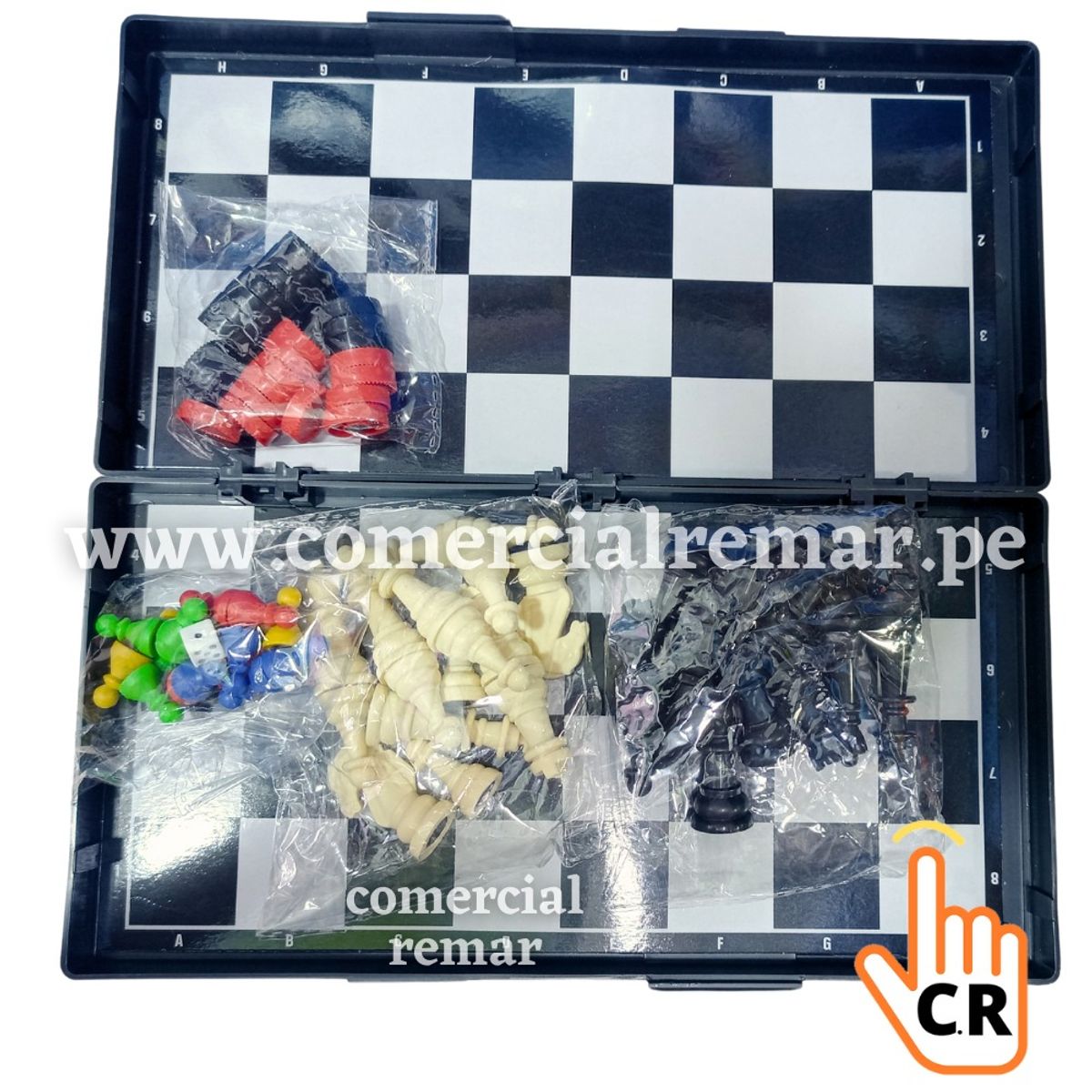 GENERICO - Tablero de Ajedrez Magnetico 3 en 1 Ludo Damas 24x24cm Juego de Mesa