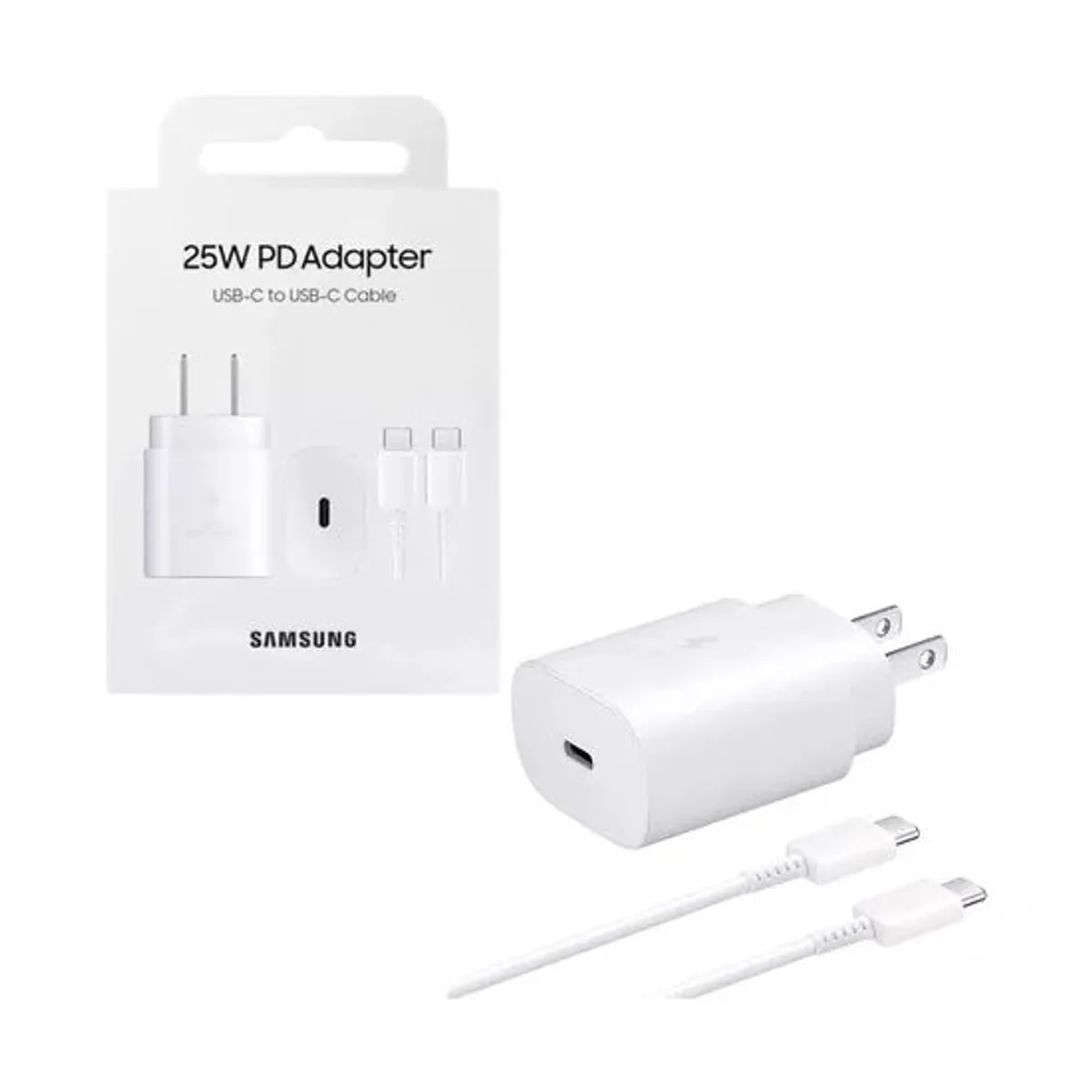 SAMSUNG - Cargador Samsung USB C de 25W con Cable Blanco