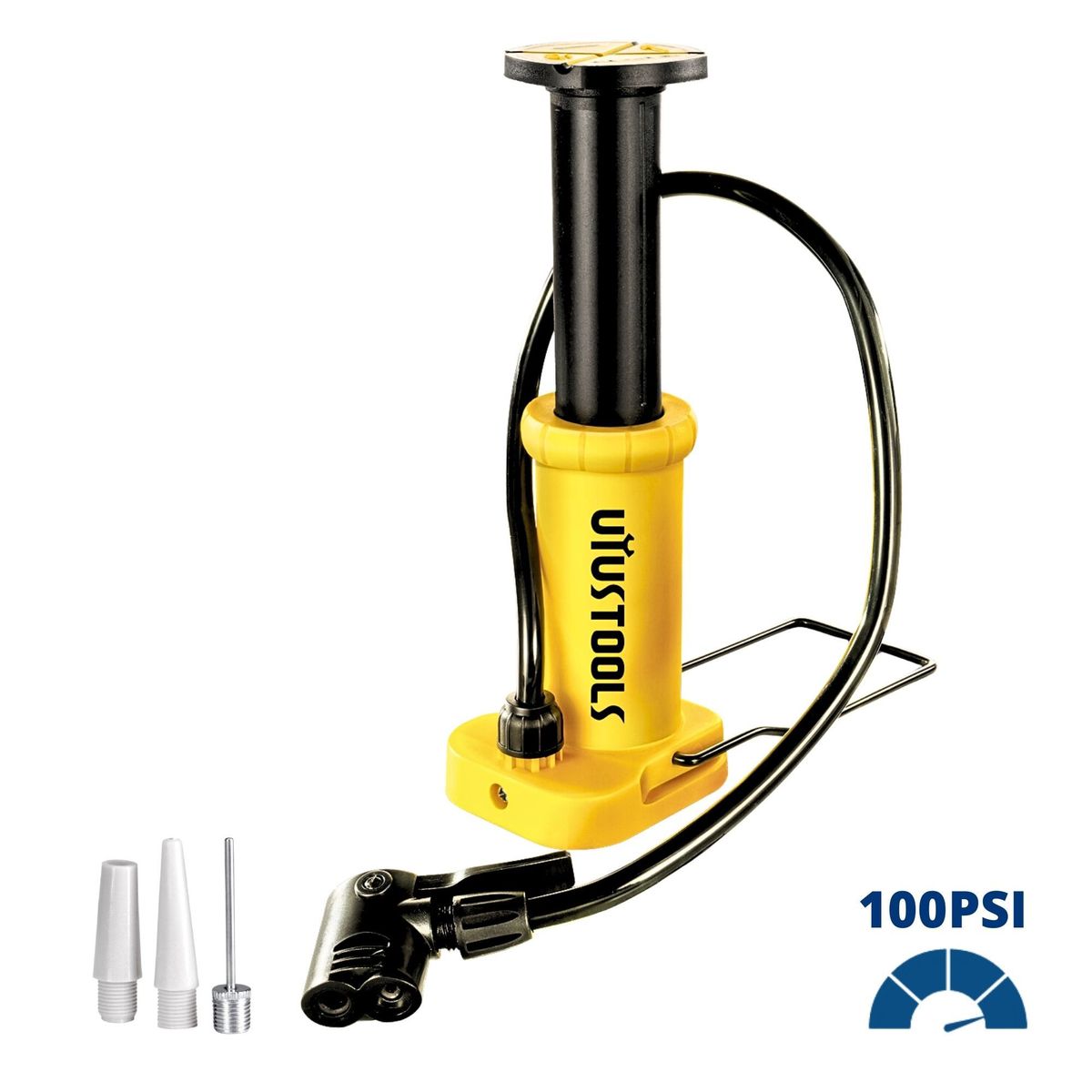 UYUSTOOLS - Inflador pedal para pelotas, bicicletas 100 PSI - UYUSTOOLS