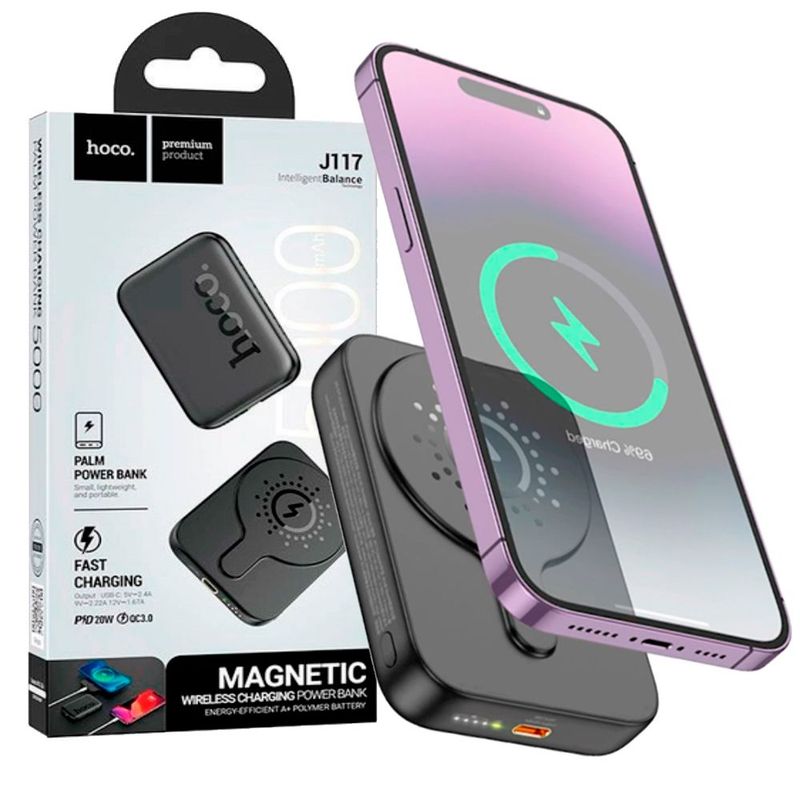 HOCO - POWER BANK 5.000 MAH INALAMBRICO MAGNETICO HOCO J117 CARGADOR PORTATIL