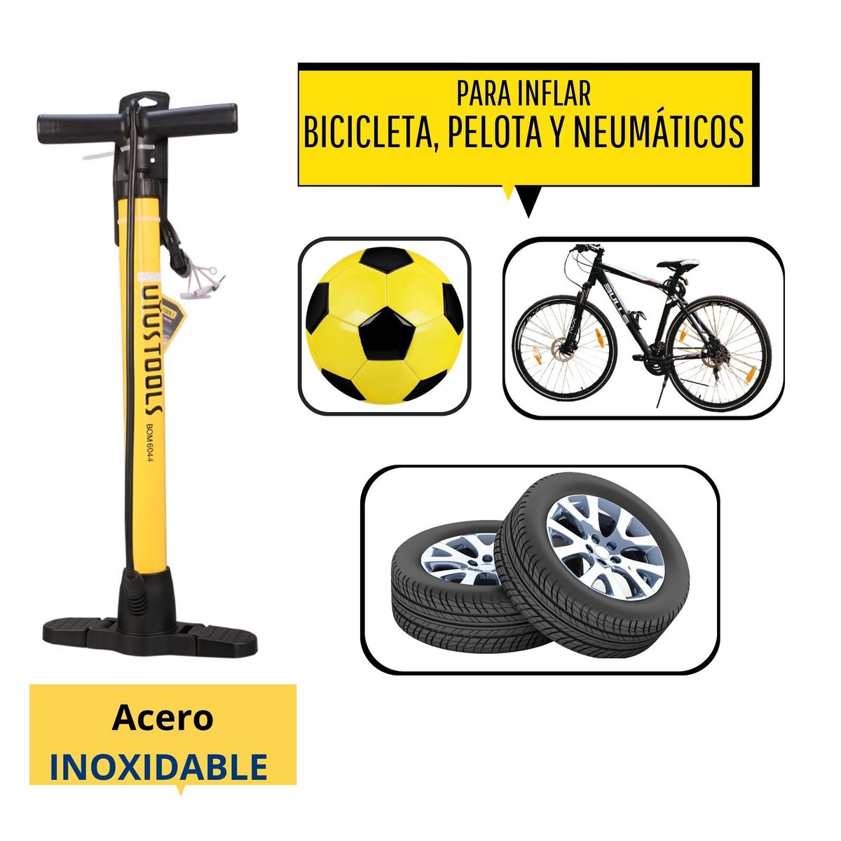 UYUSTOOLS - Inflador para Bicicleta Bomba de Aire  100 PSI, UYUSTOOLS