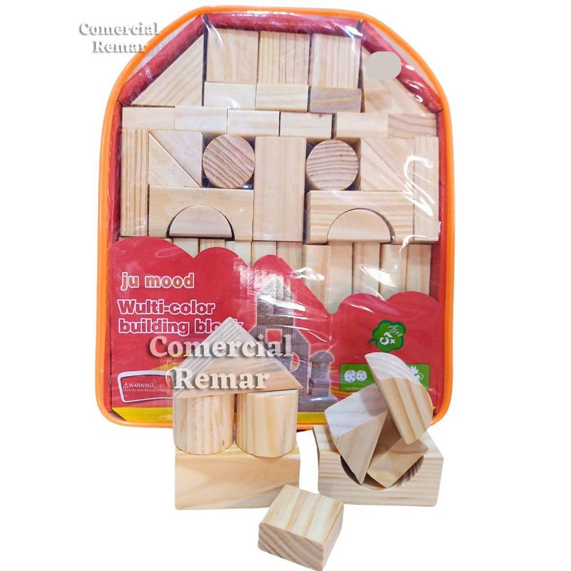 GENERICO - Mochila de Bloques de Construcción de Madera Color Natural